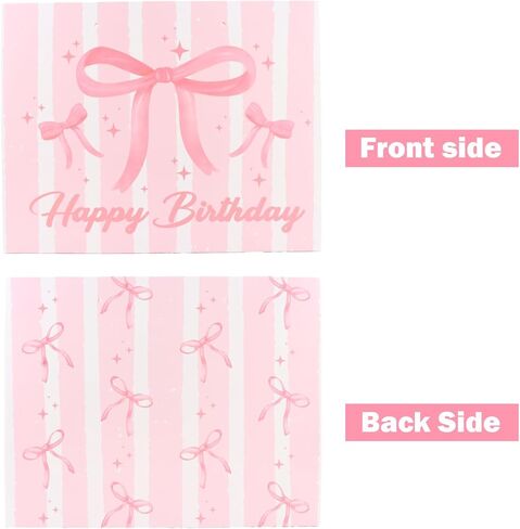 ACO-UINT Happy Birthday Gift Bags for Women Pink Bow Gift Bag with Tissue Paper and Ribbon Handles Pink Birthday Card, Clearly Printed in Saudi Arabia