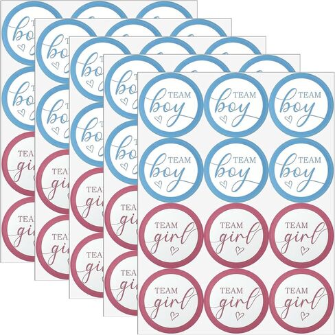 60 قطعة من ملصقات فريق الأولاد أو البنات، مقاس 5 سم، ملصقات تكشف عن الجنس، ملصقات فريق الأولاد والبنات، ملصق وردي وأزرق ديكورات تكشف عن الجنس in Kuwait
