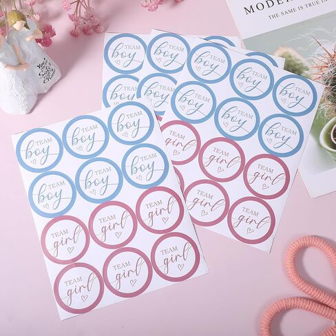 60 قطعة من ملصقات فريق الأولاد أو البنات، مقاس 5 سم، ملصقات تكشف عن الجنس، ملصقات فريق الأولاد والبنات، ملصق وردي وأزرق ديكورات تكشف عن الجنس in Kuwait