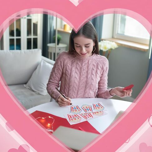 48 Pcs Valentine's Day Popcorn Writable Stickers with Self-adhesive and Strings Popcorn Labels Valentine's Day Gift Popcorns Tags for Popcorns Favors School Decor in Saudi Arabia