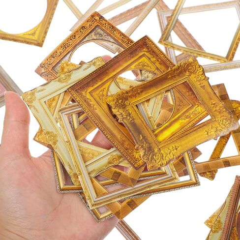 180 Pcs Vintage Frame Decorative Stickers Scrapbook Frames Stickers Retro Photo Border Paper for DIY Journal Planners Wedding Albums Diary Embellishment (Metallic) in Saudi Arabia