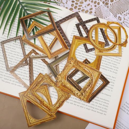 180 Pcs Vintage Frame Decorative Stickers Scrapbook Frames Stickers Retro Photo Border Paper for DIY Journal Planners Wedding Albums Diary Embellishment (Metallic) in Saudi Arabia