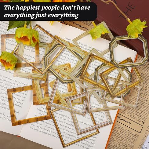 180 Pcs Vintage Frame Decorative Stickers Scrapbook Frames Stickers Retro Photo Border Paper for DIY Journal Planners Wedding Albums Diary Embellishment (Metallic) in Saudi Arabia