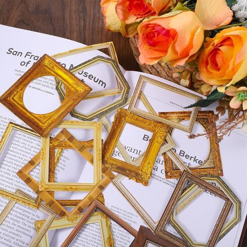 180 Pcs Vintage Frame Decorative Stickers Scrapbook Frames Stickers Retro Photo Border Paper for DIY Journal Planners Wedding Albums Diary Embellishment (Metallic) in Saudi Arabia