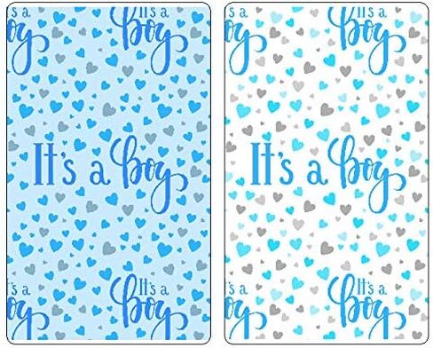 60 It's a Boy Blue Baby Shower Miniatures Candy Bar Wrapper and Stickers Decorations, Made in USA (Candy Not Included) in Saudi Arabia