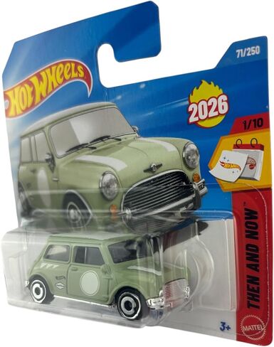 Hot Wheels Austin Mini Cooper S [أخضر] آنذاك والآن 1/10، 71/250، جديد لعام 2026! لعبة سيارة مصبوبة بمقياس 1:64 in Kuwait