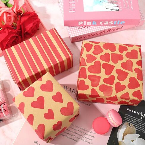 12 Sheets Valentine’s Day Wrapping Paper Love Heart Gift Wrap Paper Bulk Folded Flat Watercolor Red DIY Craft Art Kraft Paper for Party Wrapping Supplies, 19.7 x 27.6 Inch in Saudi Arabia