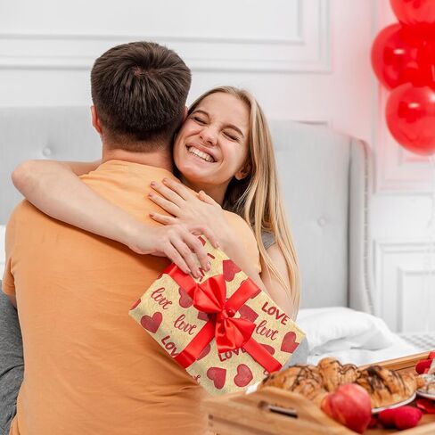 12 Sheets Valentine’s Day Wrapping Paper Love Heart Gift Wrap Paper Bulk Folded Flat Watercolor Red DIY Craft Art Kraft Paper for Party Wrapping Supplies, 19.7 x 27.6 Inch in Saudi Arabia