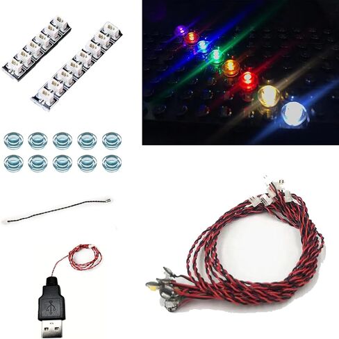 طقم إضاءة LED ملون 10 قطع لمكعبات بناء ليغو - ملحقات إضاءة LED تعمل بالطاقة USB متوافقة مع نماذج مكعبات ليغو (أبيض) in Kuwait