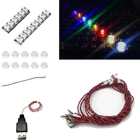 طقم إضاءة LED ملون 10 قطع لمكعبات بناء ليغو - ملحقات إضاءة LED تعمل بالطاقة USB متوافقة مع نماذج مكعبات ليغو (أبيض) in Kuwait