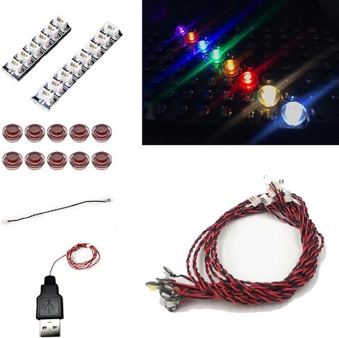 طقم إضاءة LED ملون 10 قطع لمكعبات بناء ليغو - ملحقات إضاءة LED تعمل بالطاقة USB متوافقة مع نماذج مكعبات ليغو (أبيض) in Kuwait
