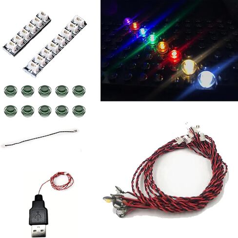 طقم إضاءة LED ملون 10 قطع لمكعبات بناء ليغو - ملحقات إضاءة LED تعمل بالطاقة USB متوافقة مع نماذج مكعبات ليغو (أبيض) in Kuwait