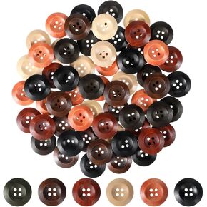 60 Pcs 1 Inch (25mm) Large Wooden Buttons, Round Sewing Buttons 4 Holes for Sewing Project Crafts Shirt Dress Coats Suits Sweaters (6 Colors) in Kuwait