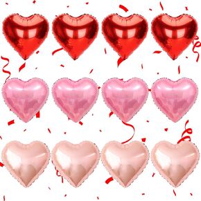 12 Pcs Heart Shaped Balloons 18 Inch Heart Balloons Valentines Balloon for Valentines Day Decorations Balloon Birthday Propose Wedding Bridal Shower Decorations in Kuwait