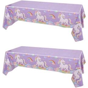 Unicorn Party Tablecloth, 54 × 108 Inch Unicorn Table Cover, 2 Pack Disposable Waterproof Plastic Tablecloths for Girls Birthday, Kids Unicorn Theme Party Decorations in Saudi Arabia