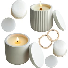 Silicone Jar Molds with Lids & Wooden Rings – Set of 2 Candle Jars for Plaster, Cement & Resin – Perfect Smooth Containers for Candle Making & Home Décor - Form Me™ in Saudi Arabia