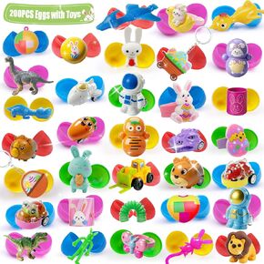 200 Pcs Prefilled Easter Eggs Filled with Toys Inside for Kids Boys Girls Pre-filled Easter Hunt Basket Stuffers Essentials Fillers Party Favors Classroom Prize Supplies in Saudi Arabia