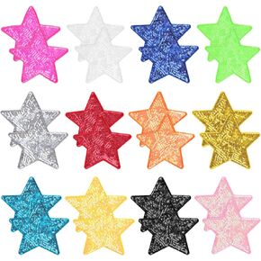 5 Inch Sequin Star Iron on Patches, 24 Pcs Glitter Stars Patches Embroidery Sequin Patches for Clothing, Jacket, Backpacks, Costume Decorations (12 Colors) in Kuwait