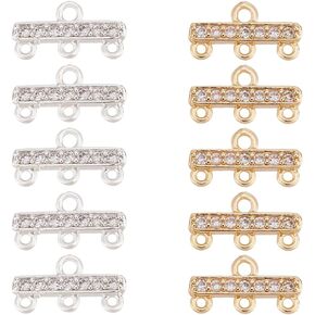 20 Pcs 2 Colors Brass Zirconia Multi Strand Clasps, 3-Layer Clasp Connectors Rec Chandelier Component Links Adjustable Layer Clasp for Jewelry Bracelet Necklace Making in Saudi Arabia