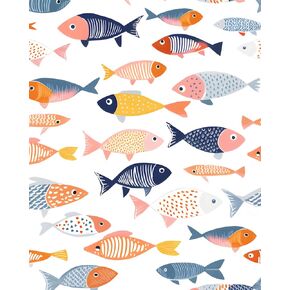 Fish Peel and Stick Wallpaper Vintage Boho Leaf Contact Paper White Floral Wall Mural Home Vinyl Waterproof Self Adhesive Removable Renter Friendly Wall Paper 17.5" x 118" in Saudi Arabia