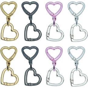 16 قطعة من المشابك الزنبركية الدوارة على شكل قلب - مشابك خطاف سلسلة المفاتيح المعدنية الزنبركية، ومشابك حلقة تسلق على شكل قلب لسلاسل المفاتيح وصناعة المجوهرات والحرف اليدوية in Kuwait