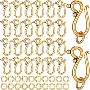 PH PandaHall 100 مجموعات التبتية S هوك المشبك S هوك الدائري العتيقة الذهبي تبديل المشابك إغلاق سبيكة معدنية مجوهرات المشابك موصل لقلادة سوار DIY صنع المجوهرات، 20.5 مم طويلة in Kuwait