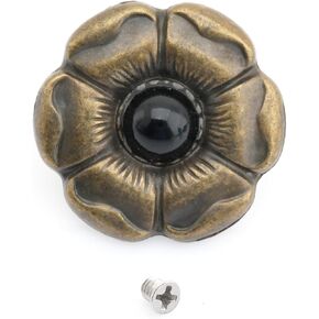 CRAFTMEMORE 1 Inch Western Flower Concho with Screw Back, Faux Gemstone Center 2-Pack S550 (Silver-Black) in Kuwait
