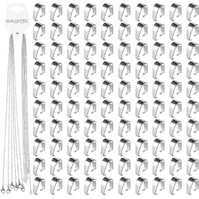 100Pcs Bails for Jewelry Making, Clasps Stainless Steel Pendant Clasp, 10Pcs Stainless Steel Chain Pendant Clasp for Necklace Earring Bracelet Choker Jewelry Making (Silver) in Saudi Arabia