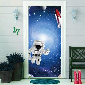 35.4 x 72.8 Inches Mystery Universe Planet Galaxy Yard Door Banner Sign Astronaut Rocket Earth Planet Astronomy Aerospace Banner Children Birthday Party Cake Table Decoration Studio Props in Saudi Arabia
