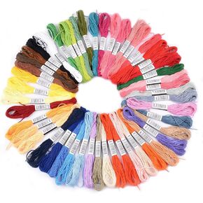 خيوط التطريز 50 شلة غزل بألوان قوس قزح تستخدم في صناعة الغزل والخياطة المتقاطعة وأساور الصداقة والخياطة (50 لونًا) in Kuwait
