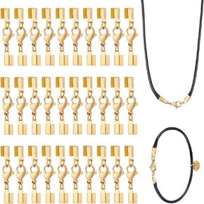 PH PandaHall 30 قطعة أغطية نهاية الحبل مطلية بالذهب عيار 18 قيراط مع مشبك جراد البحر موصلات مجوهرات من الفولاذ المقاوم للصدأ بطول 3.2 سم وقطر داخلي 3.5 مم لقلائد السوار وصنع هدايا عيد الميلاد ومستلزمات المجوهرات in Kuwait