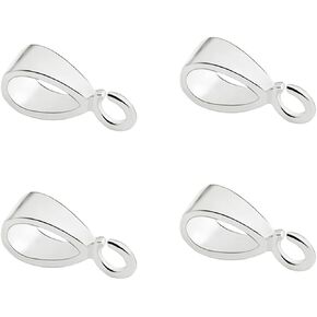 4 Pcs Silver Pendant Clasps, Bail Connector Loop Charm Clasp, Jewelry Clasp Connectors Pinch Bails for Jewelry Making/DIY Enthusiasts/Designers/Crafters in Kuwait