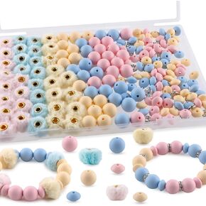 201Pcs 12mm 15mm Yellow Blue Silicone Beads for Keychain Making, Fluffy Fuzzy Pom Pom Beads Plush Fur Covered Ball Rondelle Rhinestone Spacer 10mm for Pens in Saudi Arabia