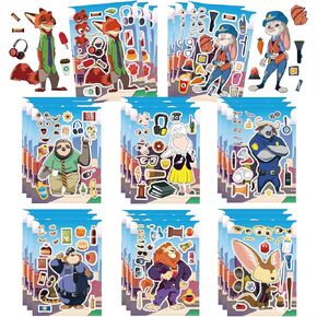 24 قطعة من ملصقات Zoot 2 تصنع وجهًا - 8 تصميمات Jud Hopps Nic Wilde Anime اللطيفة من ملصقات مدينة الحيوانات الكرتونية اصنعها بنفسك لمحبي سجل القصاصات ومستلزمات حفلات أعياد الميلاد وهدايا الألعاب in Kuwait