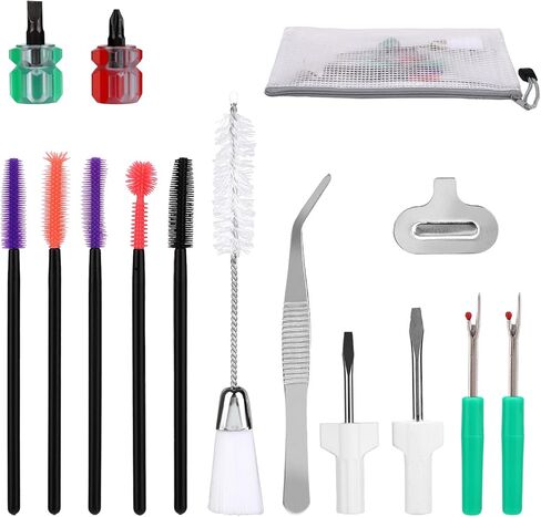 15pcs Sewing Machine Cleaning Kit, Sewing Machine Crevice Cleaning Tools Including Double Headed Brush Silicone Tip Brush Screwdriver Tweezers Seam Ripper Screwdriver Storage Bag in Saudi Arabia