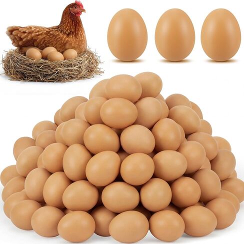 Syhood 48 Pieces Wooden Fake Eggs Fake Chicken Eggs Fake Eggs Bulk Wooden Eggs for Crafts 3 Colors Wooden Egg for Get Hens to Lay Eggs Nesting Eggs Easter Home Decor Kitchen or Children's Play in Kuwait
