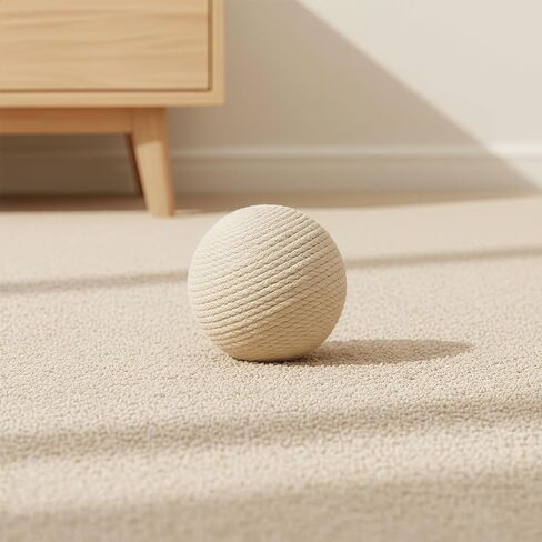 4-Inch Sisal Cat Toy Balls with Crinkle Sound | Indoor Cat Toys for Teething, Claw Sharpening & Play | Large Size Prevents Rolling Under Furniture (White) in Saudi Arabia
