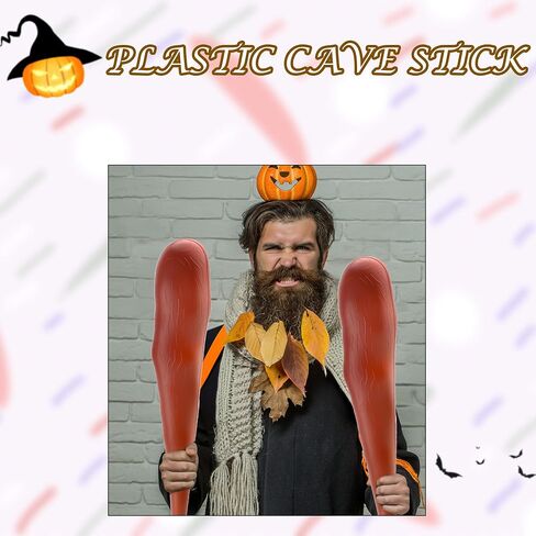 2 Pieces 19 Inch Plastic Caveman Bat Men's Plastic Caveman Stick for Halloween Costume Cosplay Party Caveman Club Prop in Kuwait