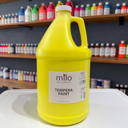 milo Fluorescent Yellow Neon Tempera Paint | 128 oz Bottle, 1 Gallon | Glows UV in Black Light | Non-Toxic Made in USA | Bulk Art Paint for Party, Student, Classroom, Artist in Saudi Arabia