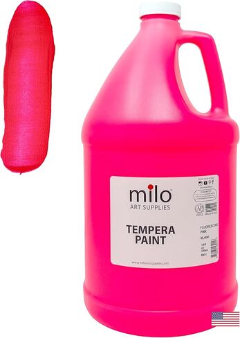 milo Fluorescent Yellow Neon Tempera Paint | 128 oz Bottle, 1 Gallon | Glows UV in Black Light | Non-Toxic Made in USA | Bulk Art Paint for Party, Student, Classroom, Artist in Saudi Arabia