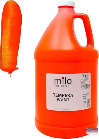 milo Fluorescent Yellow Neon Tempera Paint | 128 oz Bottle, 1 Gallon | Glows UV in Black Light | Non-Toxic Made in USA | Bulk Art Paint for Party, Student, Classroom, Artist in Saudi Arabia