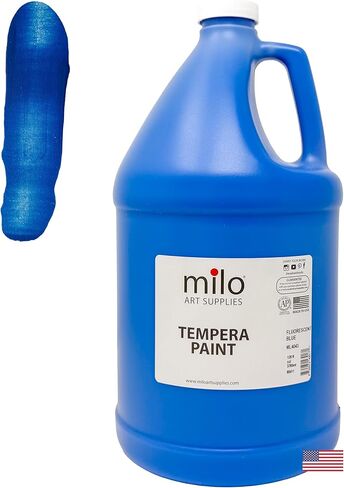 milo Fluorescent Yellow Neon Tempera Paint | 128 oz Bottle, 1 Gallon | Glows UV in Black Light | Non-Toxic Made in USA | Bulk Art Paint for Party, Student, Classroom, Artist in Saudi Arabia