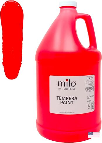 milo Fluorescent Yellow Neon Tempera Paint | 128 oz Bottle, 1 Gallon | Glows UV in Black Light | Non-Toxic Made in USA | Bulk Art Paint for Party, Student, Classroom, Artist in Saudi Arabia