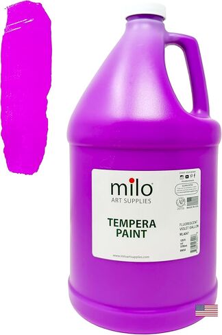 milo Fluorescent Yellow Neon Tempera Paint | 128 oz Bottle, 1 Gallon | Glows UV in Black Light | Non-Toxic Made in USA | Bulk Art Paint for Party, Student, Classroom, Artist in Saudi Arabia