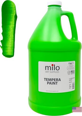 milo Fluorescent Yellow Neon Tempera Paint | 128 oz Bottle, 1 Gallon | Glows UV in Black Light | Non-Toxic Made in USA | Bulk Art Paint for Party, Student, Classroom, Artist in Saudi Arabia