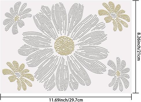 SUPERDANT Daisy Crystal Rhinestone Decals Daisy Rhinestone Transfers Patches Flower Iron on Applique Diamond Heat Transfer Sticker for Girl Colthing Hooded Sweatshirt Decoration in Saudi Arabia