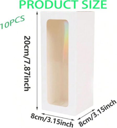 صندوق هدايا بهلوان 10 قطع من HOUPOUSEN، علب هدايا من زجاج النبيذ الشفاف مقاس 7.87 × 3.15 × 3.15 بوصة مع نافذة لأكواب الشرب سعة 12 أونصة و16 أونصة و20 أونصة، أكواب الجرار والأكواب الفارغة، بدون شريط (أبيض) in Kuwait