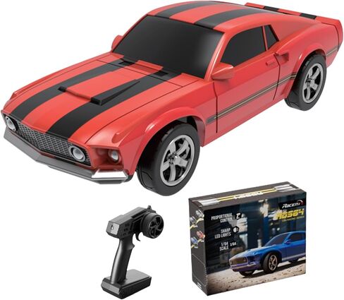 سيارة Drift RC بمقياس 1/64، سيارة رياضية صغيرة بتردد 2.4 جيجا هرتز، مجهزة بمصابيح LED وسيارات موستانج ريترو مع جيروسكوب مدمج، محرك خلفي احترافي، وقت قيادة 30 دقيقة (أزرق) in Kuwait