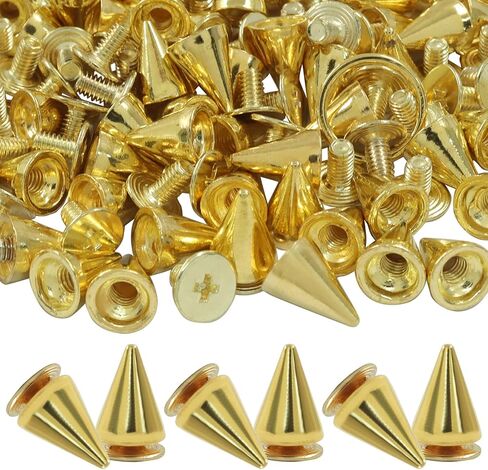 BokWin 100 Pack 10mm Metal Cone Spikes Screwback Studs - DIY Leathercraft Decoration Kit for Punk Rock Style Clothing, Shoes, Belts, Bags & Accessories（Silver） in Saudi Arabia