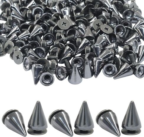 BokWin 100 Pack 10mm Metal Cone Spikes Screwback Studs - DIY Leathercraft Decoration Kit for Punk Rock Style Clothing, Shoes, Belts, Bags & Accessories（Silver） in Saudi Arabia